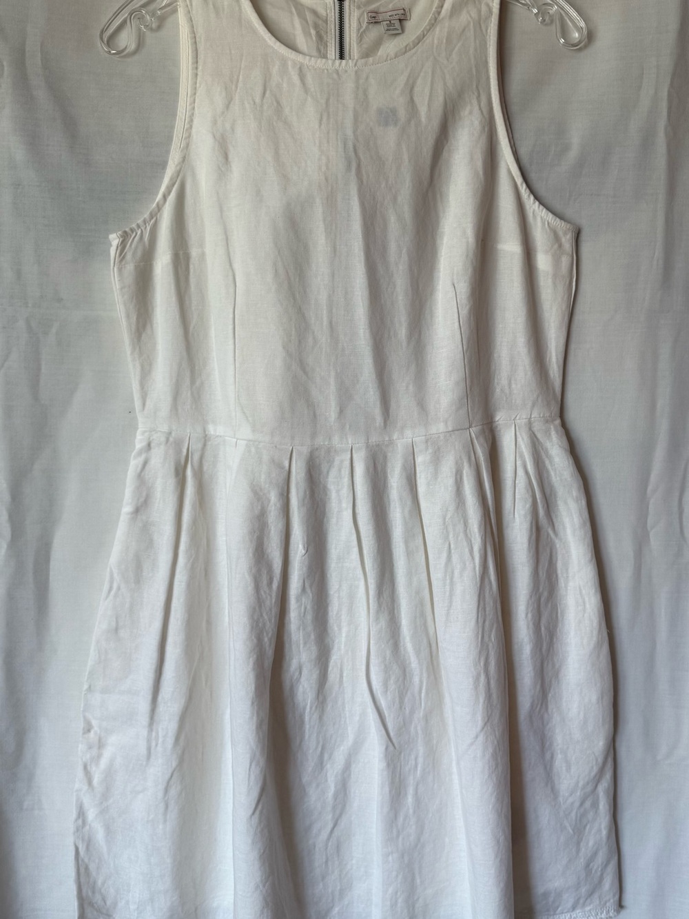 Gap NWT White Linen Cotton Mini Dress W/ Pockets Lined Size 6